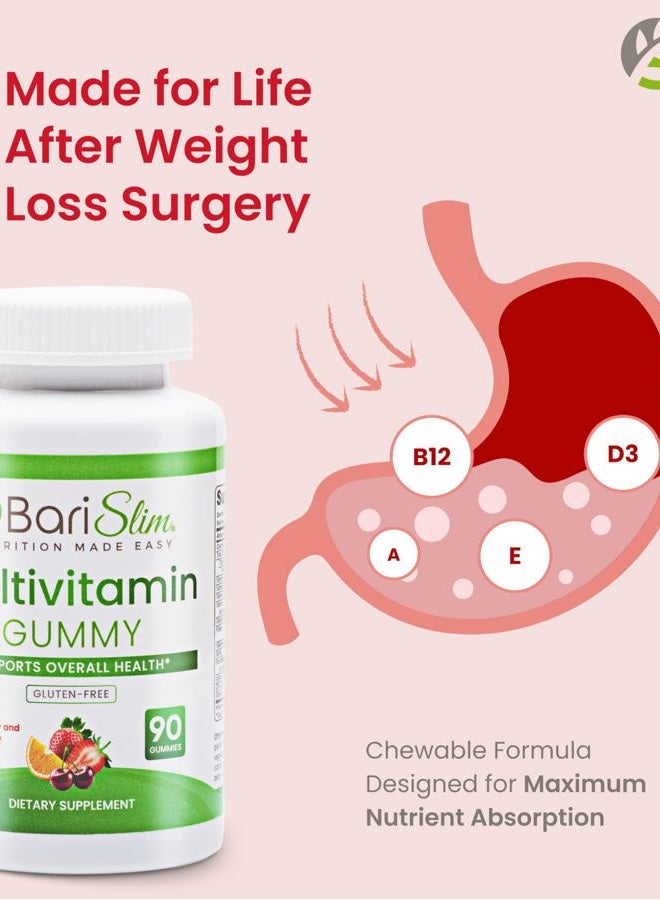 Bari Slim جومي فيتامينات متعددة قابلة للمضغ للمرضى بعد جراحة فقدان الوزن - مصنوعة خصيصًا لسهولة الهضم ونكهات فواكه لذيذة | 90 قطعة فواكه - Image 5