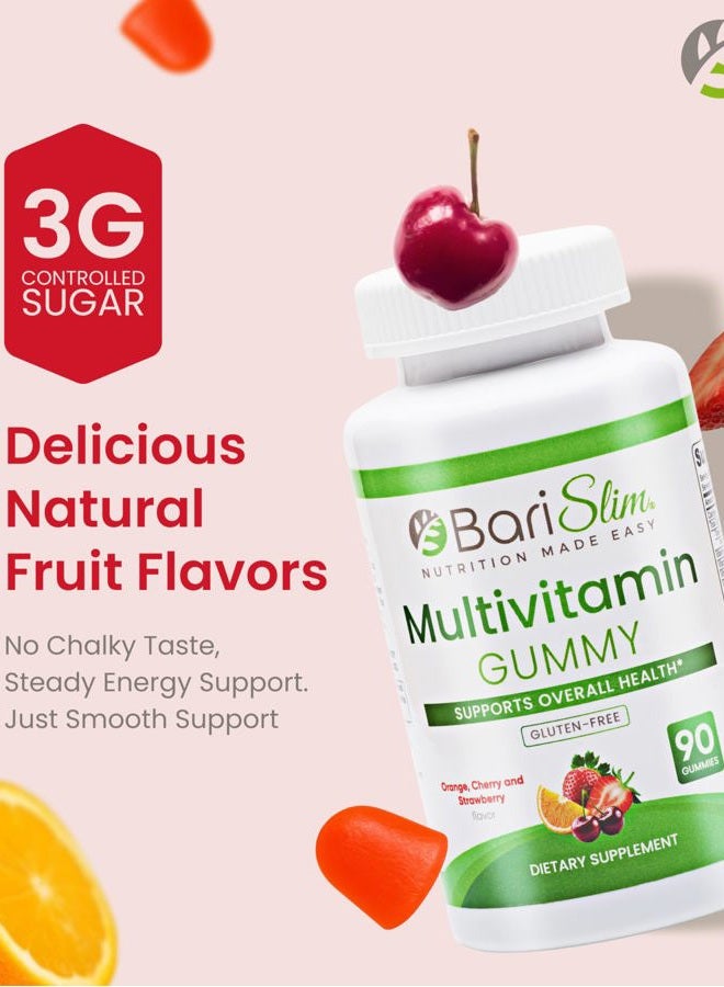 Bari Slim جومي فيتامينات متعددة قابلة للمضغ للمرضى بعد جراحة فقدان الوزن - مصنوعة خصيصًا لسهولة الهضم ونكهات فواكه لذيذة | 90 قطعة فواكه - Image 4