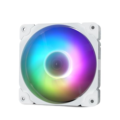 Vetroo PC Case Fan, 120mm White High Airflow 5V 3-Pin ARGB & 4-Pin PWM Chassis CPU Cooling - Image 1