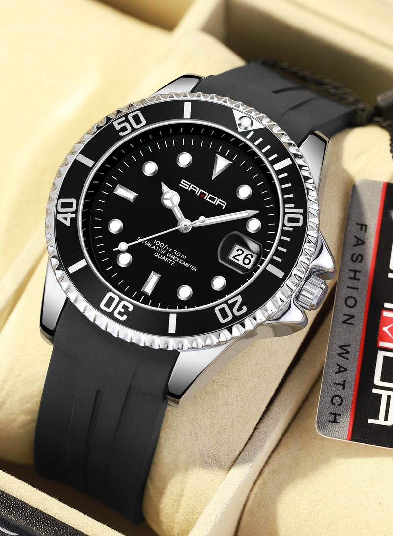 SANDA Business Men Quartz Watch TPU Watch Strap Outdoor Sport Man Watches Luxury Waterproof Luminous Clock - Image 1