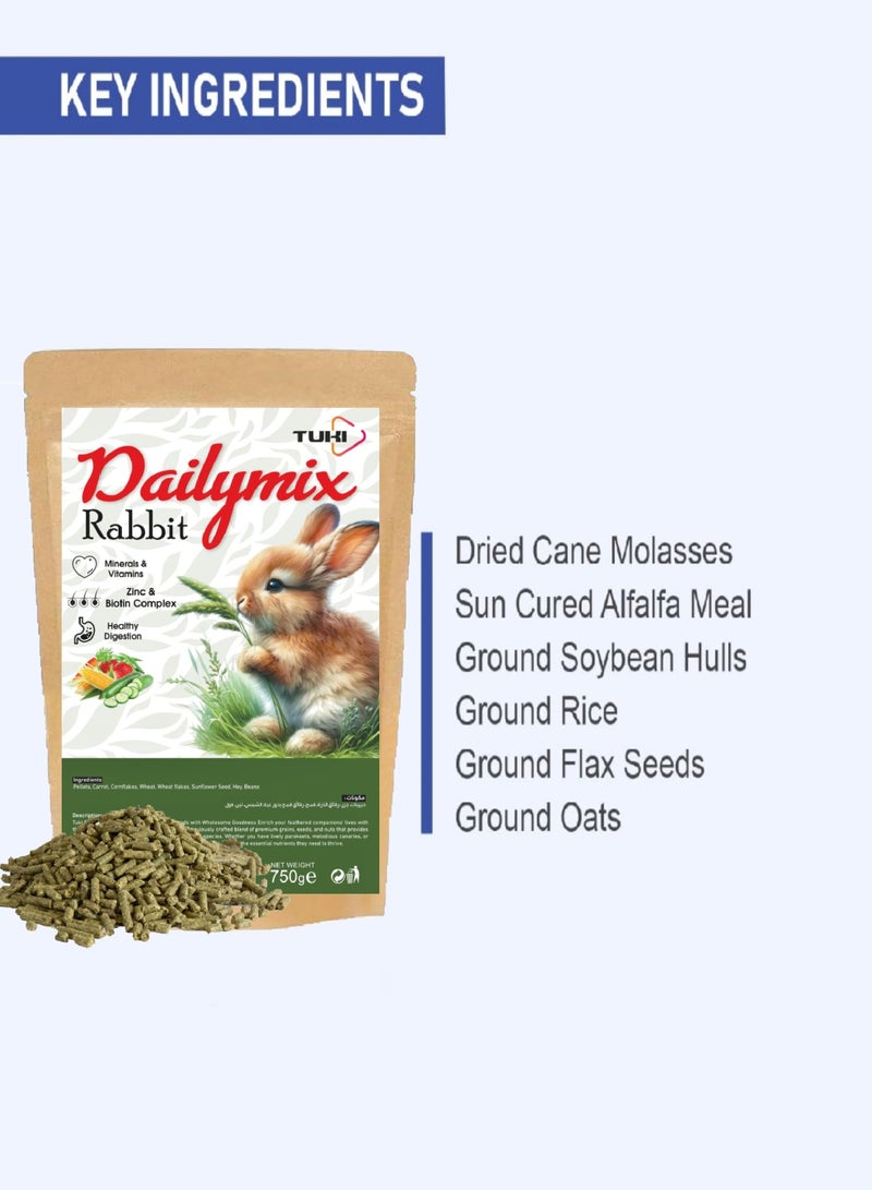 TUKI Rabbit Food All Life Stages, Pellet Food 750G.  Fortified with Omega 3 & 6 and Vitamins for Better Skin Coat, and Easy Digestion - Image 2