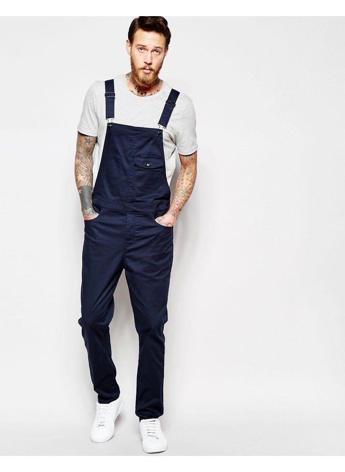 Generic - Slim Fit Denim Overalls for Men 1936 White - Image 1