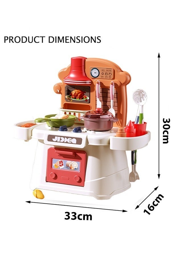 DURKU Kitchen Playset, Kitchen Pretend Play Toy Set with Sound & Light, Interactive Play Kitchen Toy, Kitchen Accessories Set Toy with Cookware and Food, Portable Cooking Toy Set, Indoor/Outdoor Kitchenette - Image 2