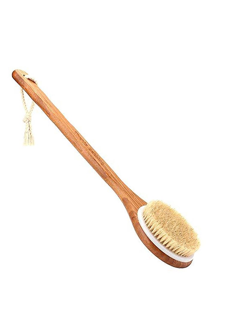 SYOSI Bath Body Brush with Anti-slip Long, Wooden Back SPA Clean Bath Brush Natural Bristle Shower Brushes Improves Blood Circulation, Exfoliates, Detox Skin Health - Image 1