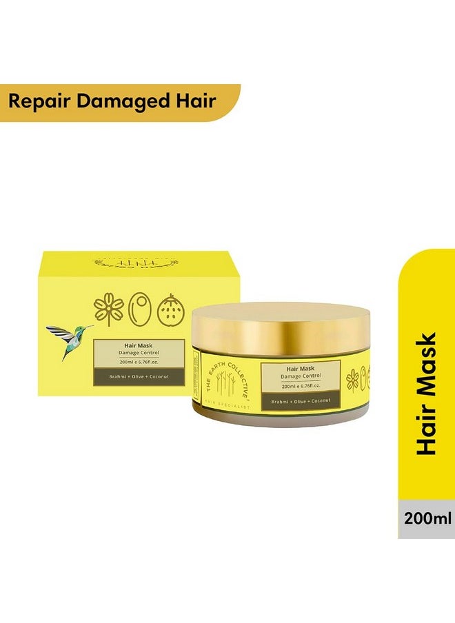 THE EARTH COLLECTIVE - Hair Mask For Smoothening Hair | Contains Brahmi, Olive Coconut, Nourishes Damaged Hair, Replenishes, Damage Control | Pak Of 200 Ml - Image 1
