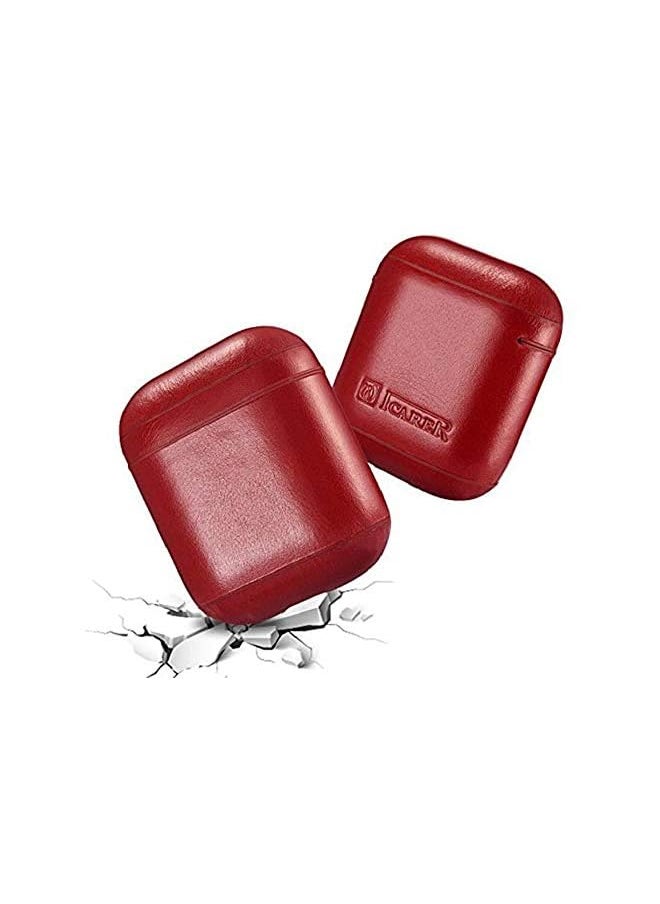 Icarer - Air Pods Pure Leather Protective Case Red - Image 1