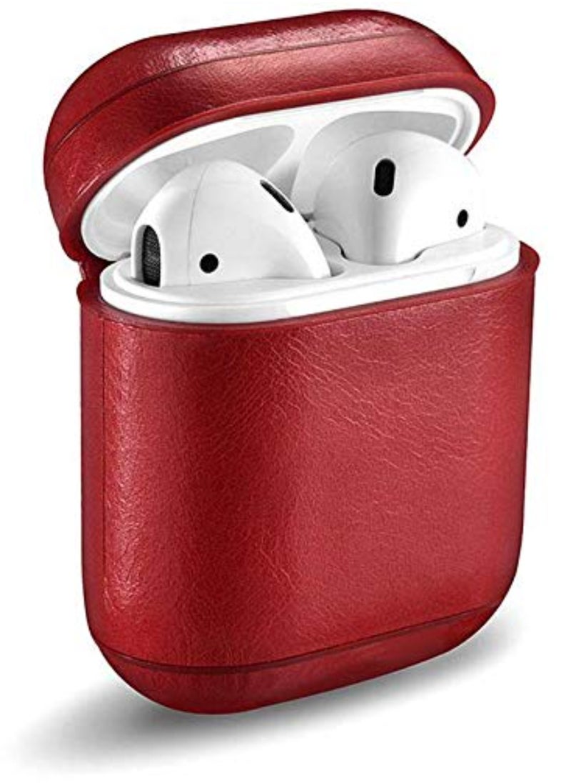 Icarer - Air Pods Pure Leather Protective Case Red - Image 1