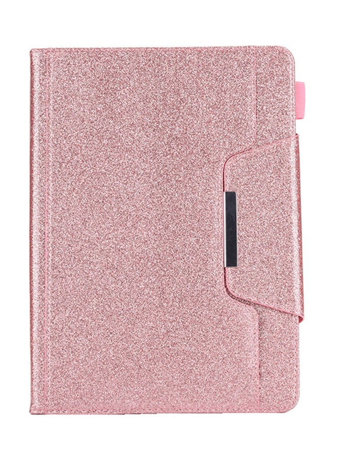 NIBEMINENT Glitter Powder Horizontal Flip Leather Case With Holder And Card Slot Photo Frame Wallet For Apple iPad 10.2 inch Pink  - Image 1