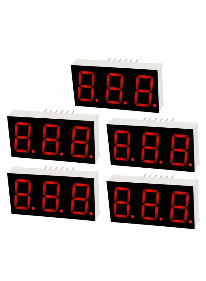 uxcell Common Anode 12 Pin 3 Bit 7 Segment 1.48 x 0.75 x 0.31 Inch 0.55" Red LED Display Digital Tube 5pcs - Image 1