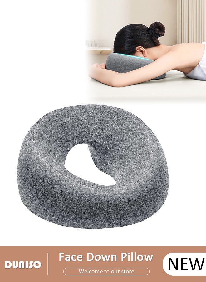 DUNISO Massage Face Pillow, Ergonomic Memory Office Nap Pillow, High Rebound Face Down Pillow for Sleeping, Face Rest Neck Head Cushion for Spa Salon Travel - Image 1