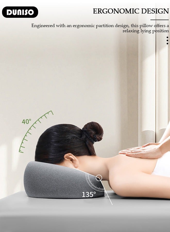 DUNISO Massage Face Pillow, Ergonomic Memory Office Nap Pillow, High Rebound Face Down Pillow for Sleeping, Face Rest Neck Head Cushion for Spa Salon Travel - Image 2