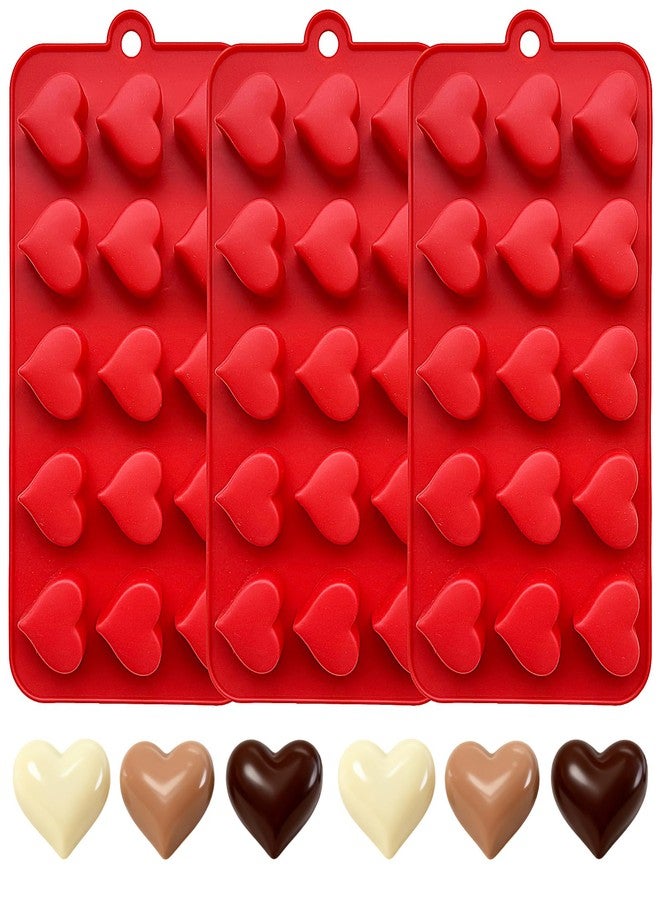 ZINDIACINE 3-Pack Heart Molds Silicone, Mini Heart Shape Chocolate Candy Molds for Baking, Non-stick Silicone Heart Mold for Cakes Candies Soap Ice Cube Jelly Gummy - Image 1