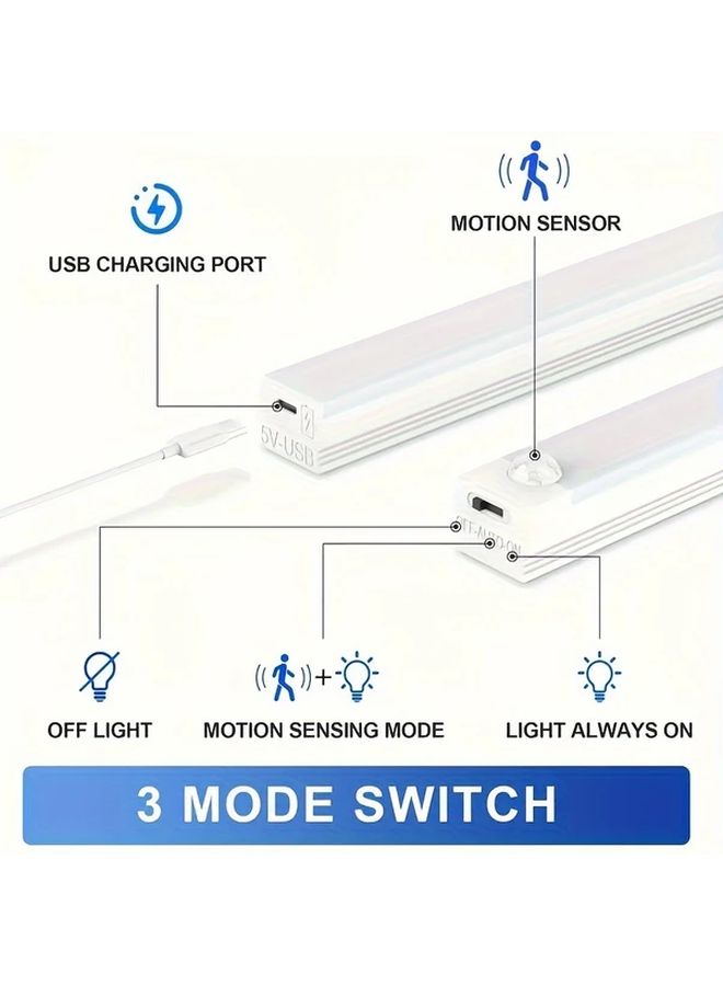 12 Inch 30cm USB Rechargeable Wireless Motion Sensor LED Strip Lights Warm Light 6 Pack Soft Glow Magnetic Mount for Kitchen Bedroom Closet Cabinet Staircase Corridor Indoor Lighting - Image 3
