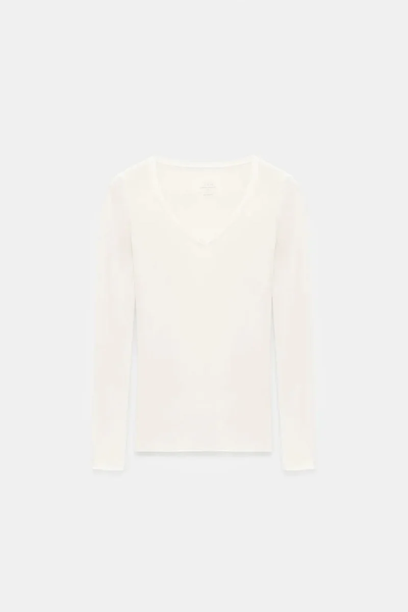 Dilvin White DILVIN Slim Fit V-Neck Long Sleeve Top for Women | Best Price UAE