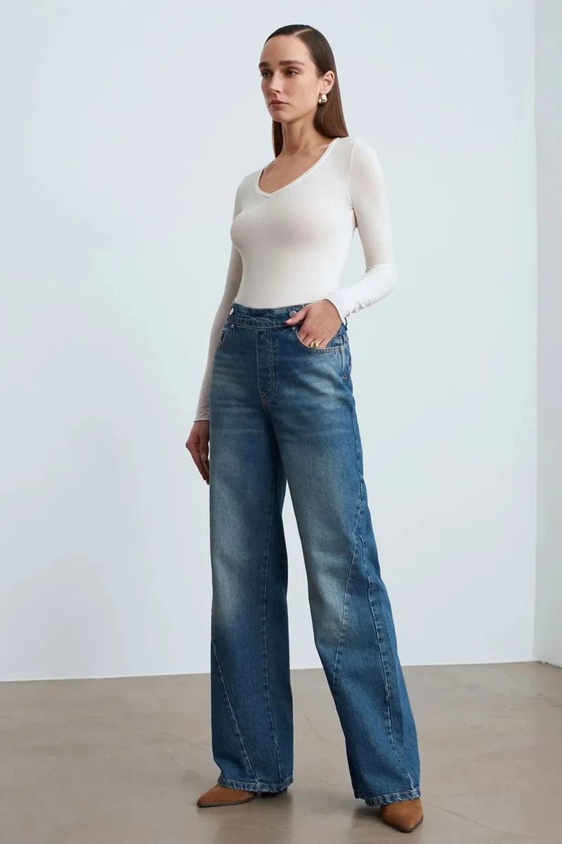 Dilvin White DILVIN Slim Fit V-Neck Long Sleeve Top for Women | Best Price UAE