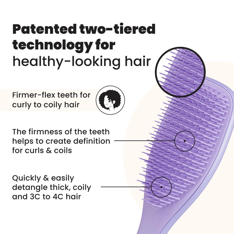 TANGLE TEEZER فرشاة تانجل تيزر النهائية لفك تشابك الشعر المجعد، فرشاة للشعر الجاف والرطب، تقلل من التجاعيد والتكسر، لأنواع الشعر المجعد 3C إلى 4C، شغف بنفسجي - Image 2