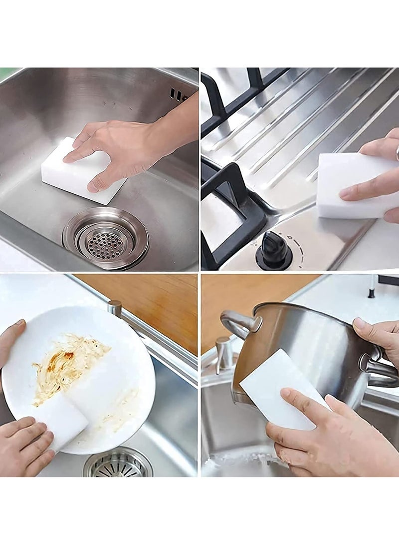 100 قطعة من ممحاة الإسفنج السحرية، إسفنجة الميلامين الرغوية التي يمكن إضافة الماء إليها، وسادات إسفنجية كبيرة جدًا لتنظيف الأسطح المنزلية غير القابلة للخدش للمطبخ والسيارة والحوض والأحذية وحوض الاست - Image 5