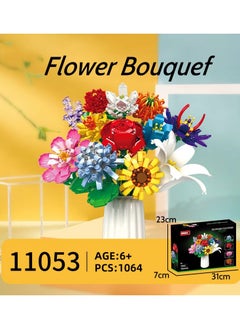 Building Blocks Bouquet Small Particles Of Immortal Roses Girls Puzzle Assembled Flower Toys Girls(Vase not included)