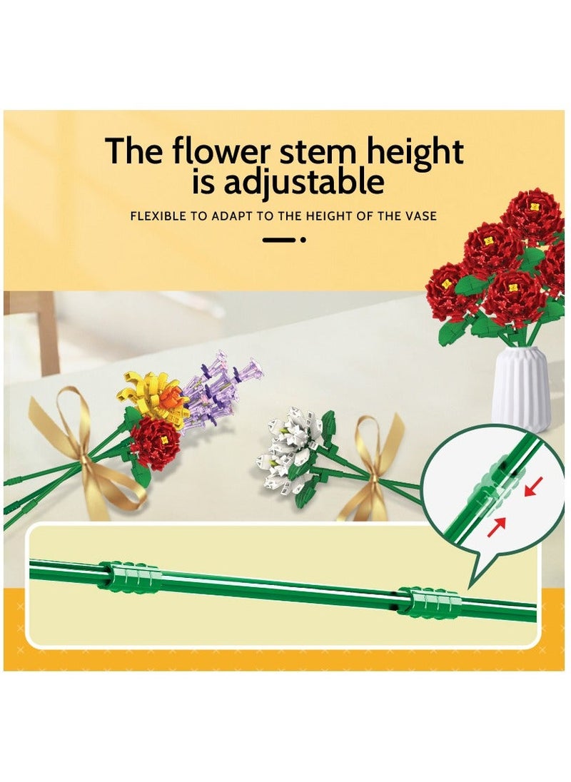NIBEMINENT - Building Blocks Bouquet Small Particles Of Immortal Roses Girls Puzzle Assembled Flower Toys Girls(Vase not included) - Image 1