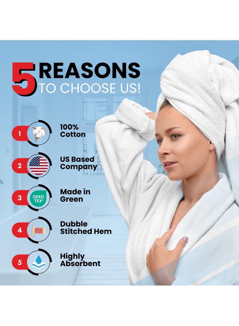 Infinitee Xclusives Premium Blue Bath Towels Set - [Pack of 8] 100% Cotton Highly Absorbent 2 Bath Towels, 2 Hand Towels and 4 Washcloths - Luxury Hotel & Spa Quality Bath Towels for Bathroom by Infinitee Xclusives - Image 2