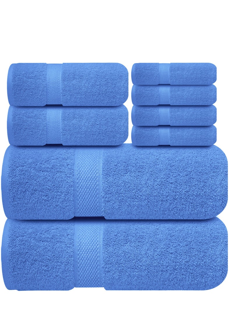 Infinitee Xclusives Premium Blue Bath Towels Set - [Pack of 8] 100% Cotton Highly Absorbent 2 Bath Towels, 2 Hand Towels and 4 Washcloths - Luxury Hotel & Spa Quality Bath Towels for Bathroom by Infinitee Xclusives - Image 1