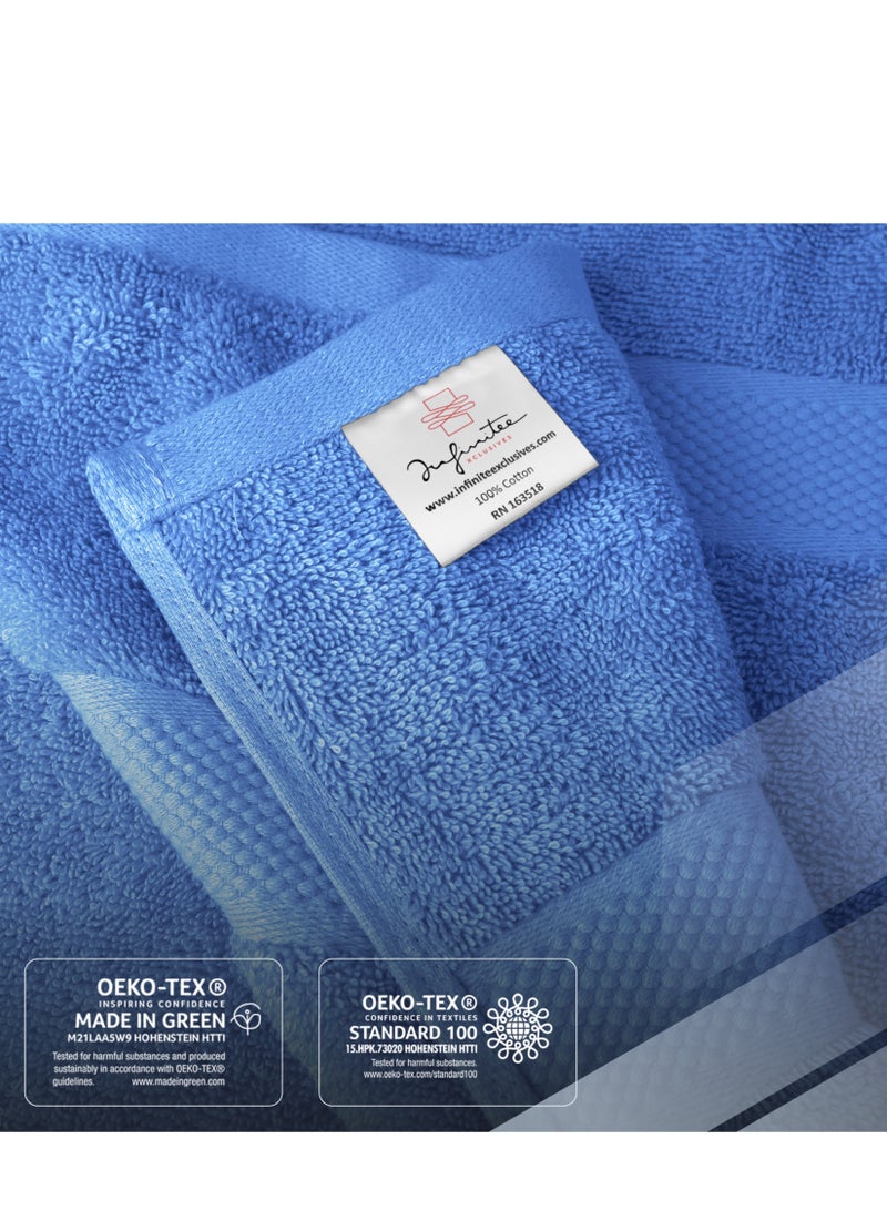 Infinitee Xclusives Premium Blue Bath Towels Set - [Pack of 8] 100% Cotton Highly Absorbent 2 Bath Towels, 2 Hand Towels and 4 Washcloths - Luxury Hotel & Spa Quality Bath Towels for Bathroom by Infinitee Xclusives - Image 5