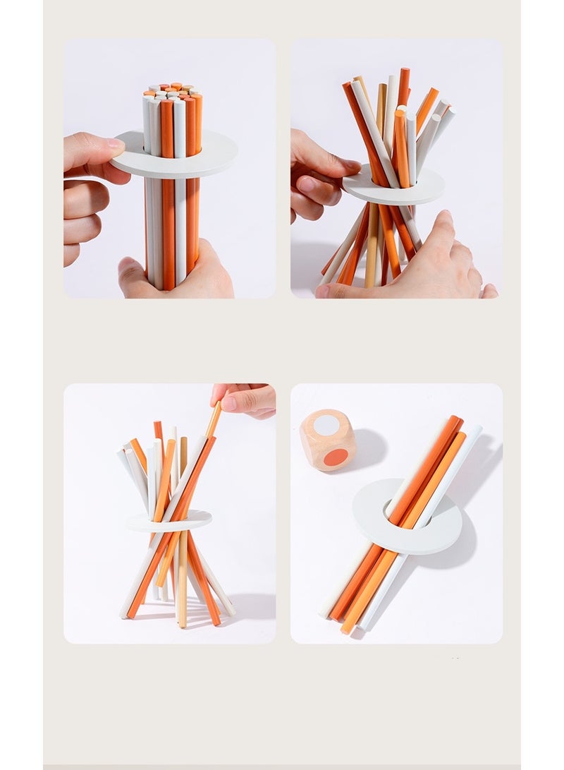 Wooden Board Game Set, Colorful Educational Toy for Cognitive Development & Focus Training, Includes Mixed Colors Sticks and Dual-Level Puzzle, Toy Gift for Kids Boys Girls - Image 4