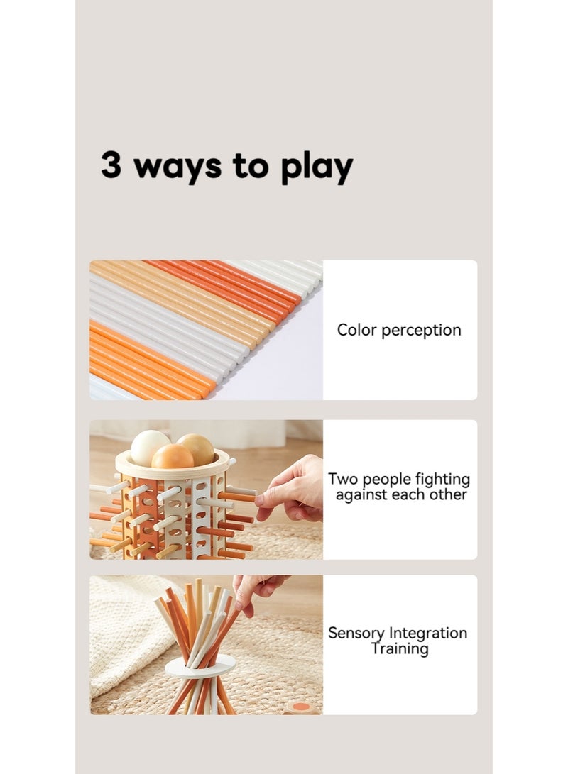 Wooden Board Game Set, Colorful Educational Toy for Cognitive Development & Focus Training, Includes Mixed Colors Sticks and Dual-Level Puzzle, Toy Gift for Kids Boys Girls - Image 5