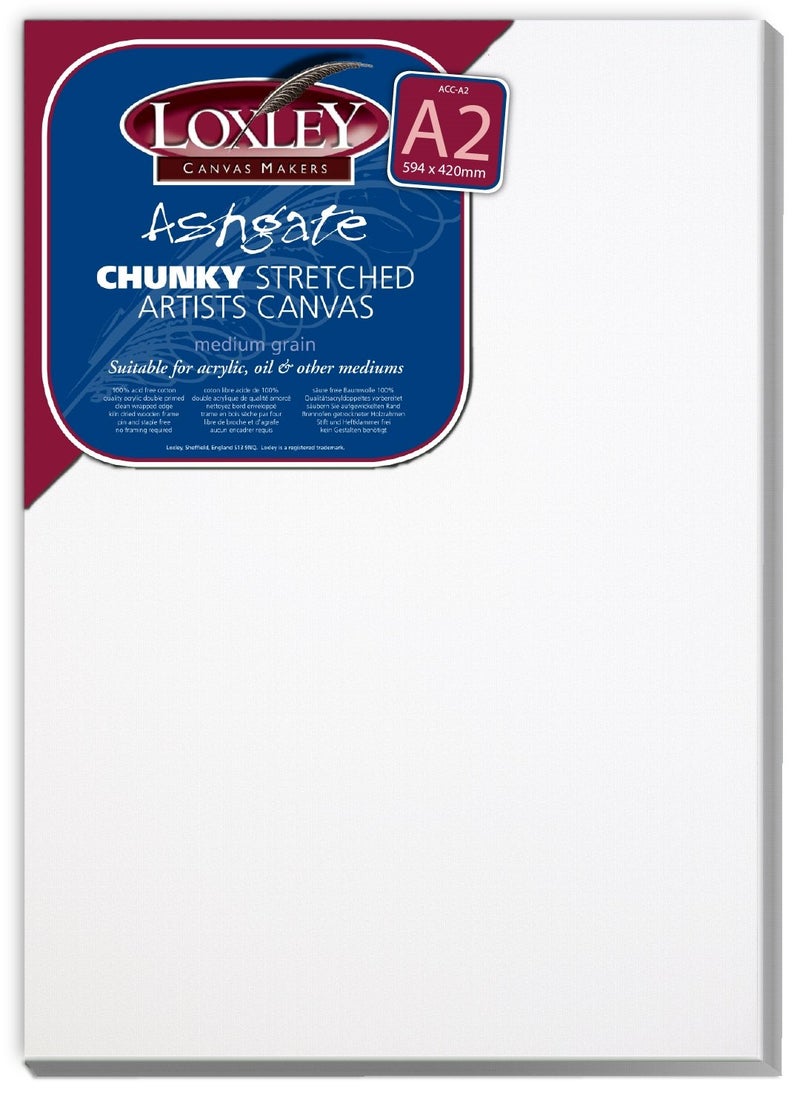 Loxley A2 size Deep 36 mm Edge Ashgate Chunky Stretched Artists Canvas White