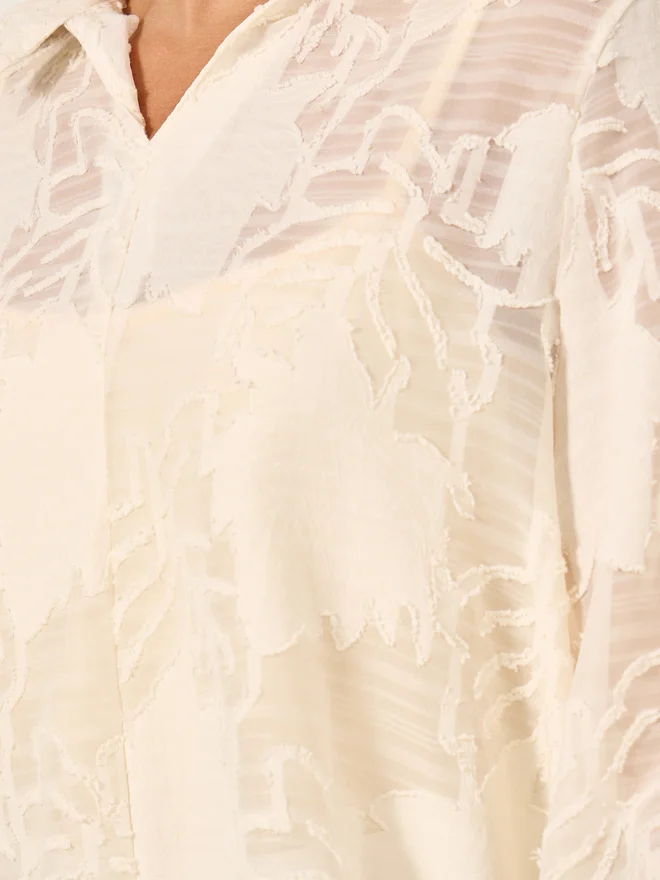 Styli Styli Floral Burn Out Textured Spread Collar Shirt