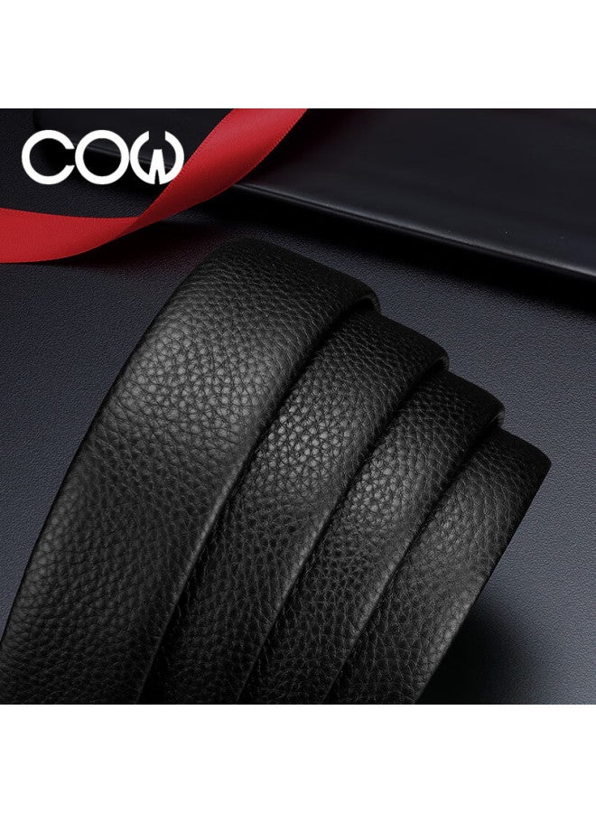 Cow Automatic Buckle Top-grain Leather Men's Belt, Simple Business Trouser Belt With Gift Box, Birthday Gift For Boyfriend - Image 4