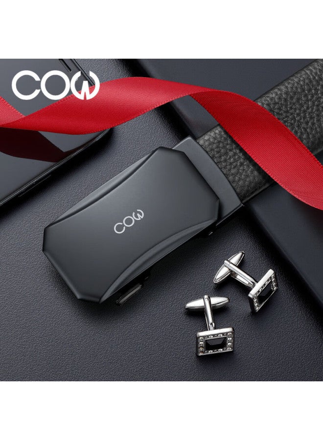 Cow Automatic Buckle Top-grain Leather Men's Belt, Simple Business Trouser Belt With Gift Box, Birthday Gift For Boyfriend - Image 3