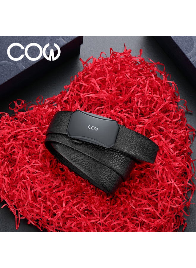 Cow Automatic Buckle Top-grain Leather Men's Belt, Simple Business Trouser Belt With Gift Box, Birthday Gift For Boyfriend - Image 2