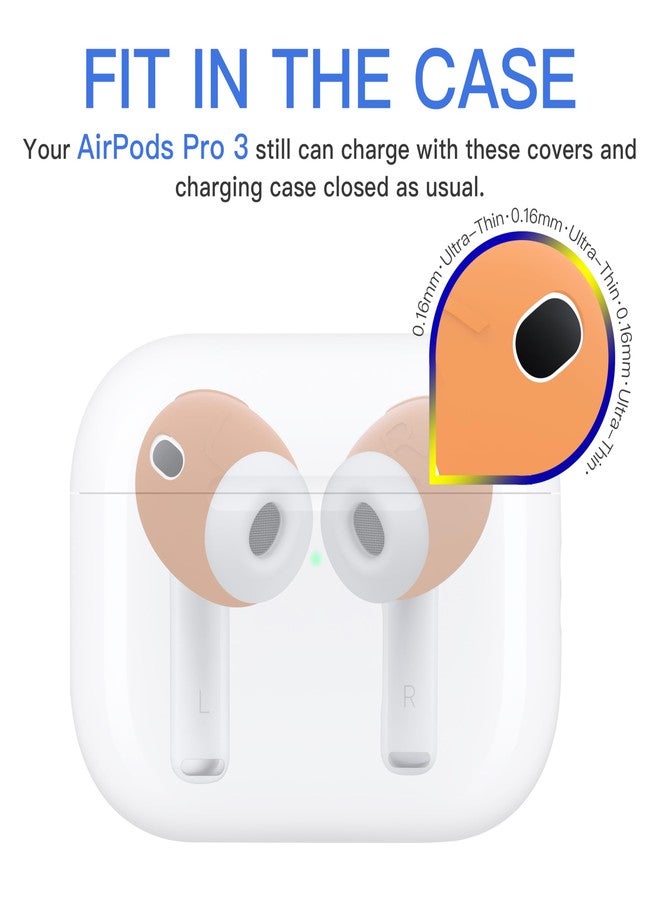 DamonLight [Fit in Case] 3 Pairs Cover for AirPods Pro 3 DamonLight Anti Scratches Add Grip Sport Ear Tips [US Patent Registered] Compatible with AirPods Pro 3rd Generation 2025 (Orange) - Image 2