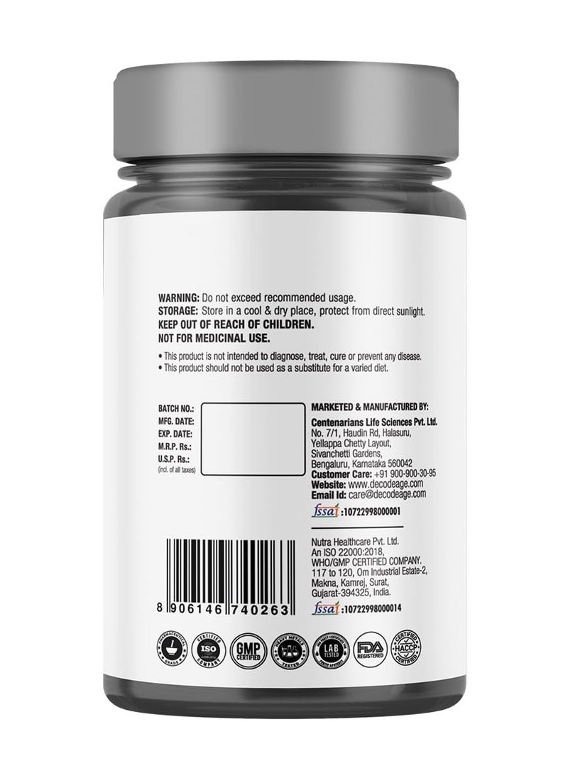Decode Age Trans Resveratrol 500Mg Supplement For Guards Cardiovascular Health 60 Veg Capsules  - Image 3