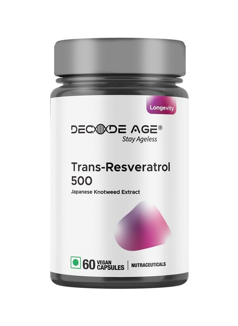 Decode Age Trans Resveratrol 500Mg Supplement For Guards Cardiovascular Health 60 Veg Capsules  - Image 2