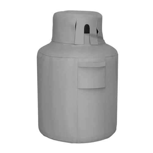 STARTWO Propane Tank Cover 20lb Gas Cover Outdoor Heavy Duty Waterproof Covers Fits Standard 20 lb Tank Cylinder Grey 13" x 19.5" - Image 1
