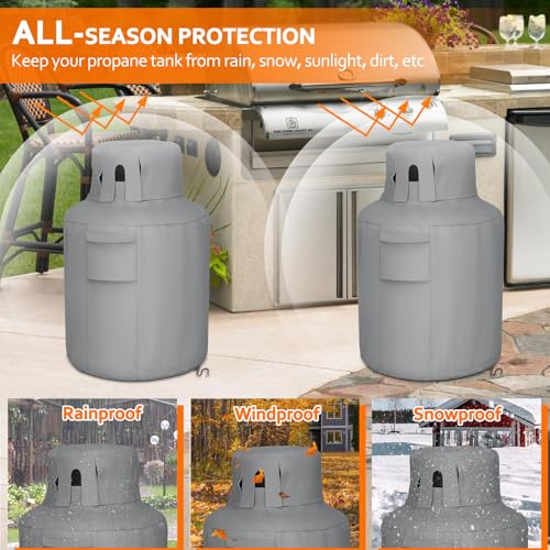 STARTWO Propane Tank Cover 20lb Gas Cover Outdoor Heavy Duty Waterproof Covers Fits Standard 20 lb Tank Cylinder Grey 13" x 19.5" - Image 5