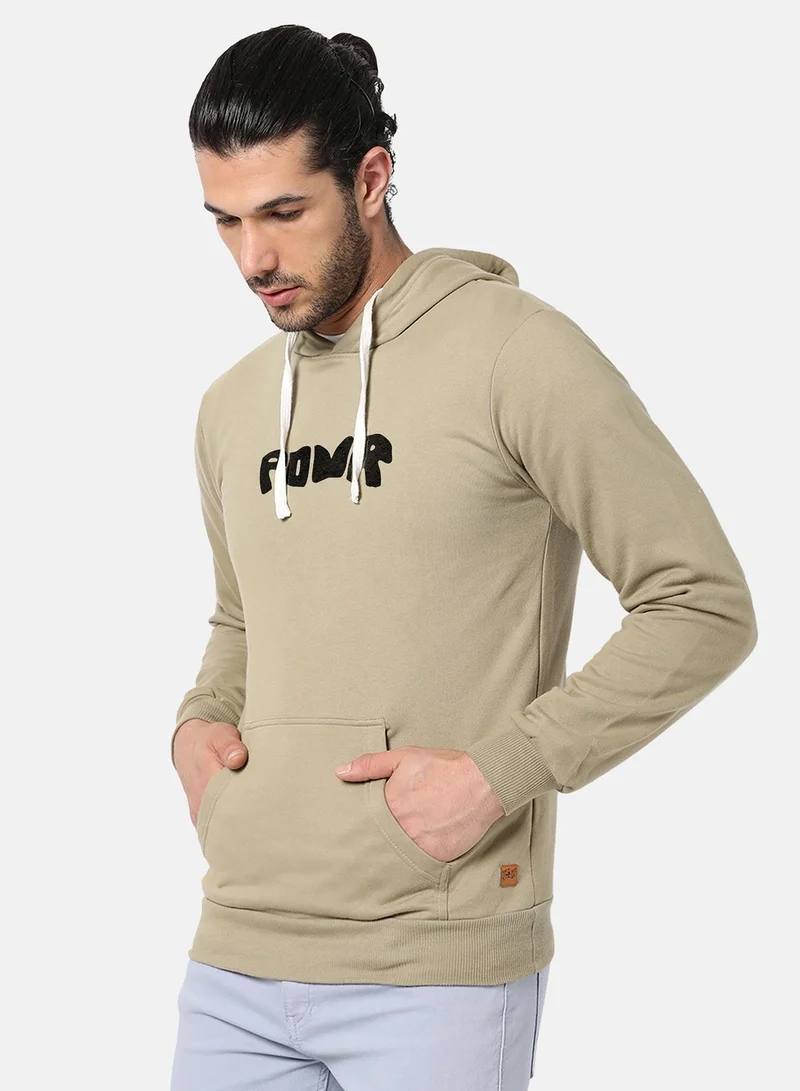 Campus Sutra Men's Olive Green Contrast Power Hoodie