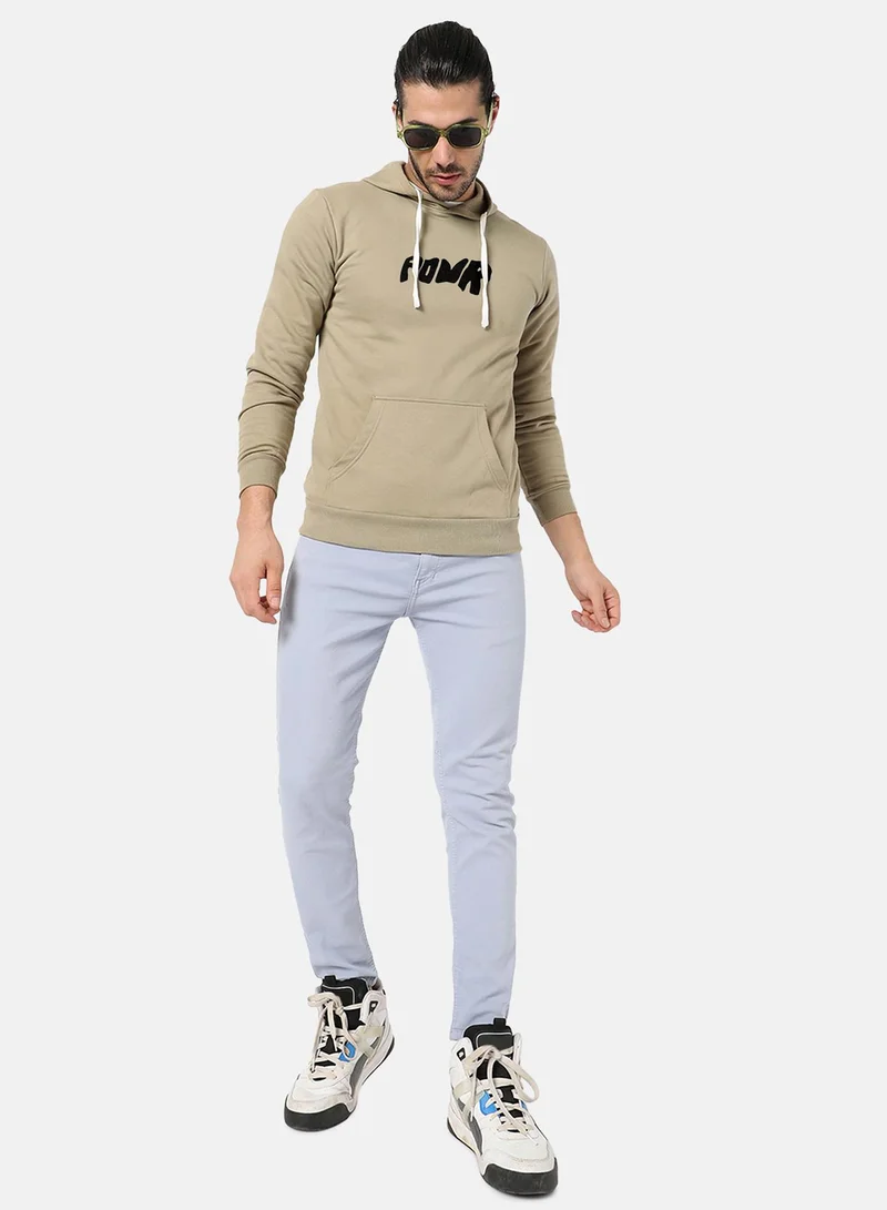 Campus Sutra Men's Olive Green Contrast Power Hoodie