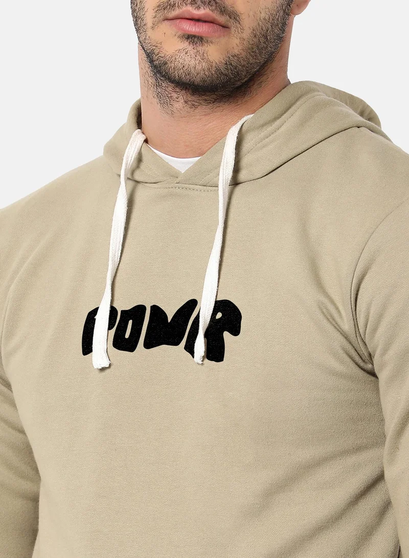 Campus Sutra Men's Olive Green Contrast Power Hoodie