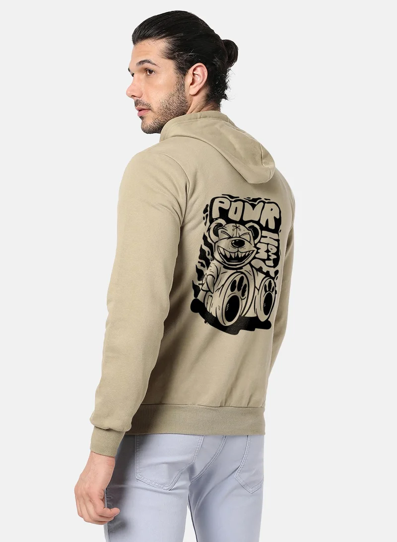 Campus Sutra Men's Olive Green Contrast Power Hoodie
