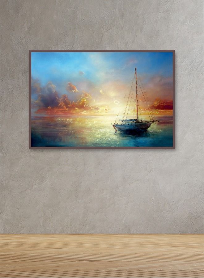 Marktna Canvas Wall Art For Wall Decoration, Modern Design, With A Brown Frame, Size (120x80),One Piece - Image 1