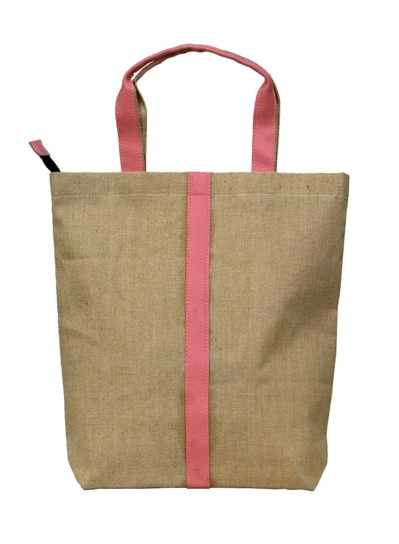 Green Bag Jute bag styled with leather - Image 2