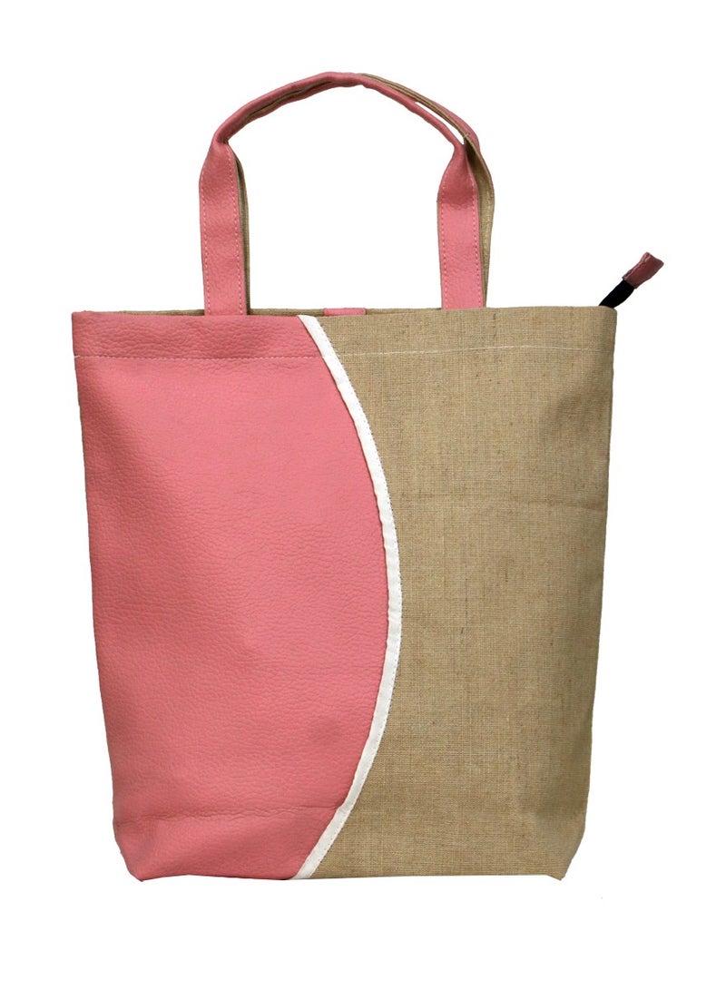 Green Bag Jute bag styled with leather - Image 1