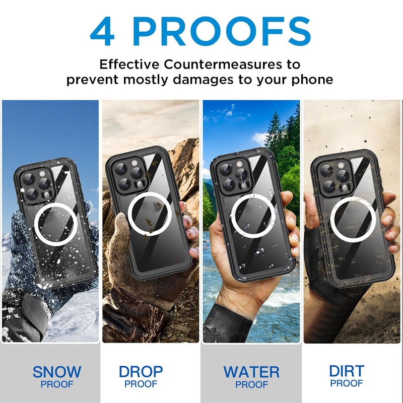 AICase Waterproof Case for iPhone 16 Pro Max(6.9") with MagSafe Clear Water Proof,Snowproof,Dustproof and Shockproof,IP68 Real 360 Full Body Protection Underwater Cover for iPhone 16 Pro Max - Image 2