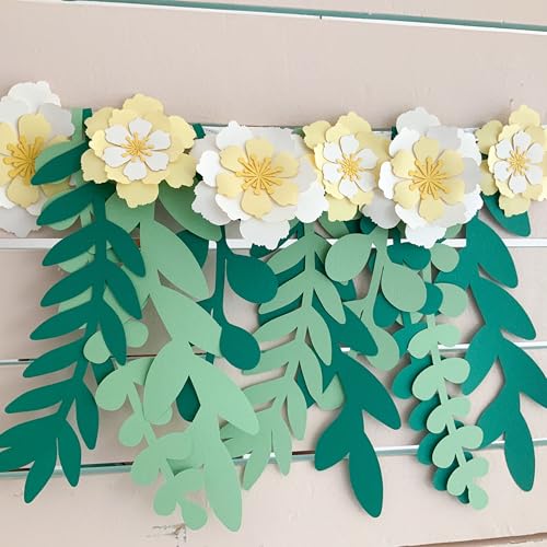 Pinfliers Flower, Jungle Theme Decoration for Boys,Girls,Kids/Welcome Baby Home, Baby Shower/Backdrop Pooja Room Festival Décor/Ugadi Decorations Items/6 Paper Flowers, 10 Leaves/60 Length/Multicolor - Image 1