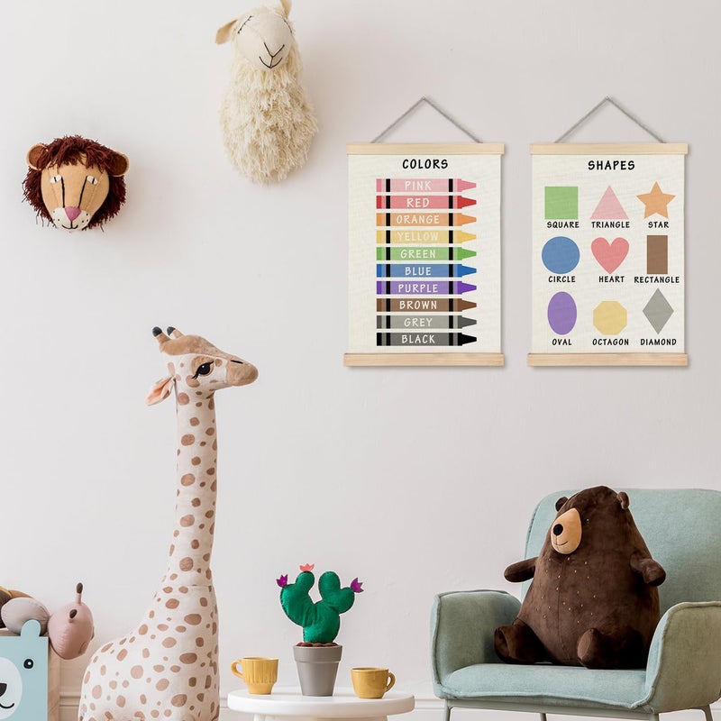 Supwhd Shapes Colors Posters for Classroom Wall, Shapes Colors Learning Poster Hanger Frame Wall Decor for Classroom Nursery Kids Room Playroom Preschool Decor, 12x16 Set of 2 - Image 4