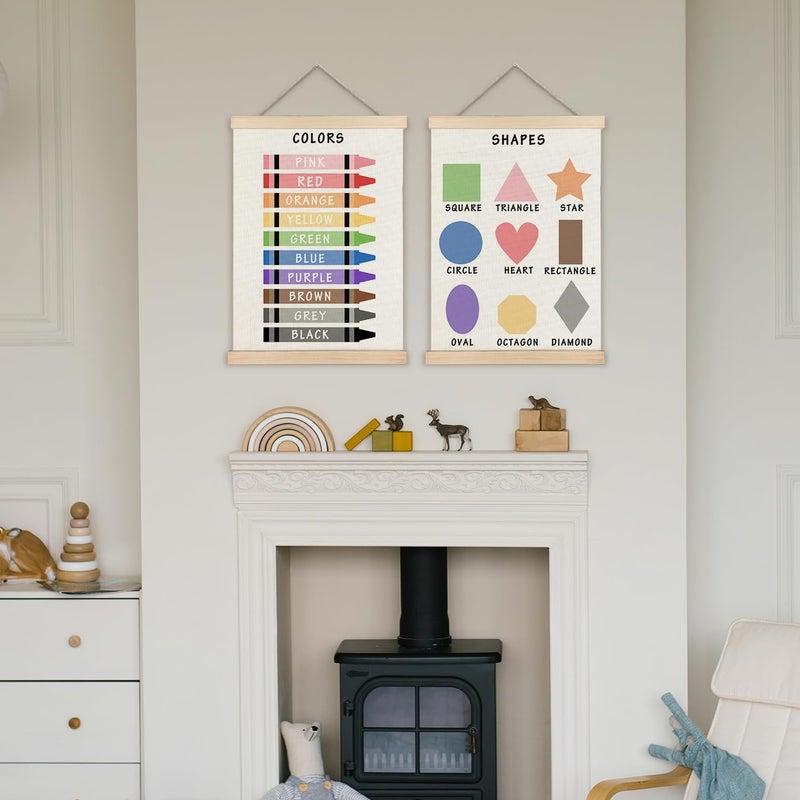 Supwhd Shapes Colors Posters for Classroom Wall, Shapes Colors Learning Poster Hanger Frame Wall Decor for Classroom Nursery Kids Room Playroom Preschool Decor, 12x16 Set of 2 - Image 3