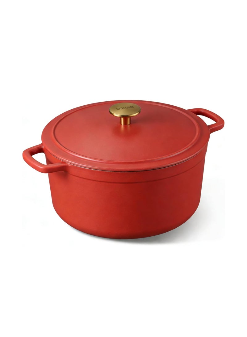 Carote 4.73L (5 QT) Enameled Cast Iron Dutch Oven Pot with Self-Basting Lid – Oven Safe Casserole, All Stovetop Compatible, Healthy & Non-Toxic, Sourdough Bread Baking, Braising, Stews & Roasting, Red - Image 1
